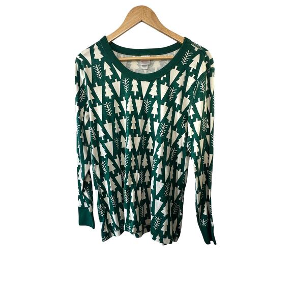 Hanna Andersson Green & White Christmas Tree Print Pajama Shirt Size XXL - Picture 1 of 5